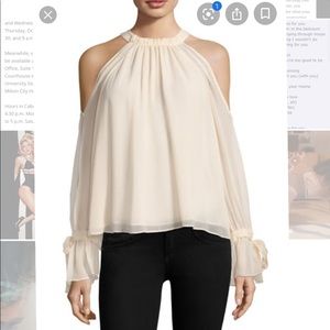 BCBG Silk Cold Shoulder Blouse